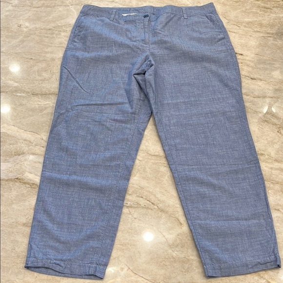 Talbots Weekend Chinos Chambray Blue Lightweight Summer Pants Size 16 - Picture 3 of 14